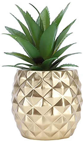 Künstliche Sukkulenten Pflanze im Topf, Gold Künstliche Sukkulente Topf Ananas Deko Harz Obst Modell, 17x10cm/6,7x3,9 Zoll Klein Gefälschte Ananas Home Office Küche Tischdekoration