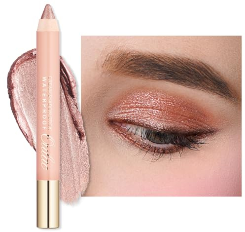 Oulac Lidschatten Stift Wasserdicht|Hochpigmentierter Lidschatten|Langanhaltend und Glatt|Schimmerndes Finish|Make-up Für Faltenfreie Augen|Vegan | Nackt 3.8g (11)