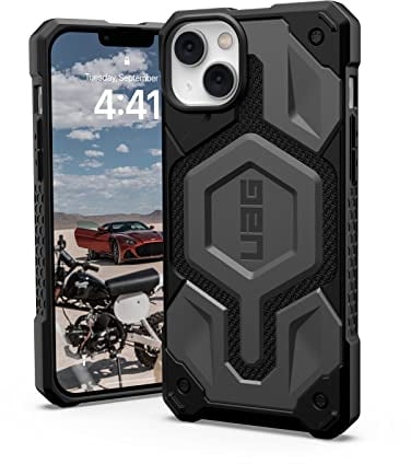URBAN ARMOR GEAR UAG-IPH22LA-PMS-KS iPhone 14 Plus (6.7) 2022, Impact Resistant Case, MagSafe Compatible, Monarch Pro, Kevlar Silver