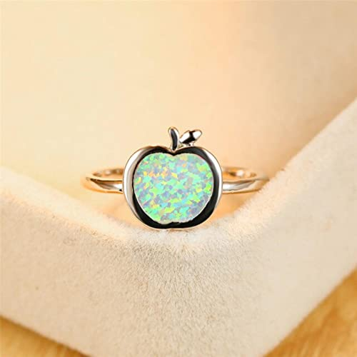 STOPI Netter Weiblicher Blauer Opal-justierbarer Ring Rose Und Goldsilber-Farben-Eheringe Für Frauen Versprechen Frucht-Apfel-offenen Verlobungsring