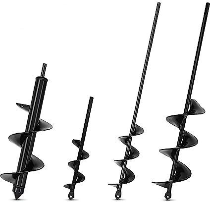 LYFETC Auger Drill Bit for Planting 4pcs Garden Auger Spiral Drill Bit Bulb Planter Auger Post Hole Digger Garden Spiral Hole Drill Planter Soil Auger Planting Auger for Hex Driver Drill Solid Shaft