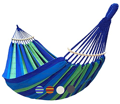 GOCAN Hängematte 2 Personen 220x160cm Gesamtlänge 330cm Last 300kg Leinwand-Baumwoll-Hängematte Outdoor für Garten Indoor Kinder Balkon Rot Mit abnehmbarem Spreizstab