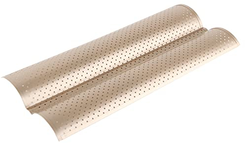 Moule Baguette, 2 Fentes En Acier Au Carbone Antiadhésif De Qualité Alimentaire Design Perforé Moule À Baguette Française Pour Baguette Maison, Moules À Pain Français Pour Moules À Pâtisserie
