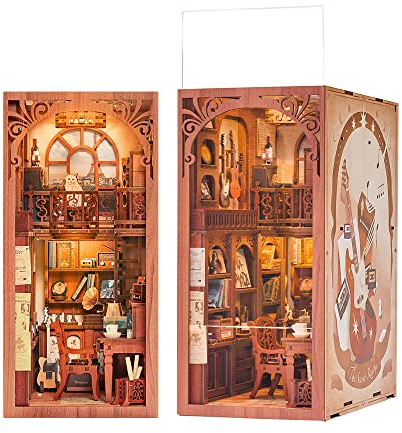 Fsolis DIY Book Nook Kit - Puppenhaus Miniatur Haus Kit mit LED Leuchten und Einsteckbar Staubschutzplatte, 3D Puzzle Buchstützen aus Holz, Kreative Geschenke für Jungen und Mädchen(The Secret Rhythm)