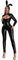 KBOPLEMQ Damen Wetlook Body Frauen Latex Catsuit Lack Leder Overall Lange Ärmel Schwarz Leder Slim Fit Bunny Kostüm Body verführerischer Einteiler mit Reißverschlusss, Sexy Bodysuit, Schwarz