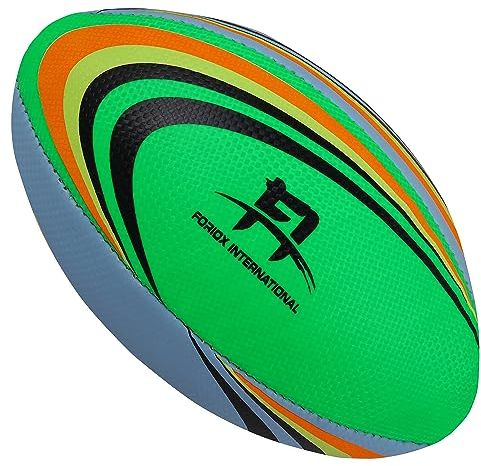 Foriox International Rugby Ball Size 2, 3, 4 Training Ball Soft Touch Perfect RugbyBall Night (Size 3, Green)