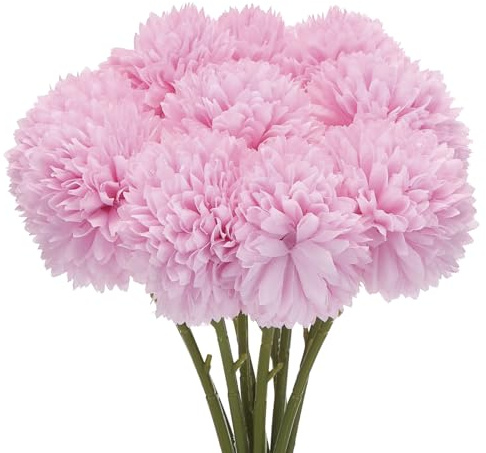 sourcing map Flores artificiales, bolas de crisantemo de seda, hortensias, rosas rojas, flores artificiales para manualidades, decoración de bodas y fiestas, paquete de 10
