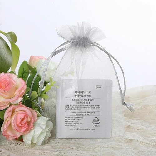 MUrabe 10/50 pcs Sacs Cadeaux en Organza décoration de Bonbons de fête Sac en Tulle Couleur Unie Sacs Cadeaux de Noël Pochettes d'emballage-gris-20x30 cm-10 pièces