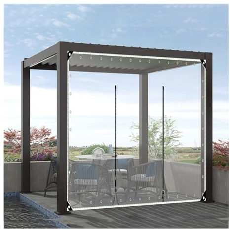 JUCCJUXIN Durchsichtige PlanenvorhäNge，wasserdichte PlanenvorhäNge for Den AußEnbereich,Planen-Pavillon-SeitenwäNde Mit öSen,Anpassbar，FüR Pergola, Garage, Terrasse,Wetterfest(H2.3xW9m/H7.5xW29.5ft)