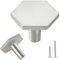Vandicka 4 Pcs Brushed Nickel Door Knobs - Silver Cabinet Knobs and Drawer Pulls – Hexagon Door Handles for Kitchen Cupboard Dresser Wardrobe, 35 * 26 mm
