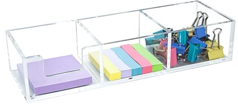 WORHE Quadratischer Acryl-Memoblock-Halter, 3-in-1, Memo-Box für Zuhause, Schreibtisch-Notizblockhalter, Büro, Schule, für kurze Notizen, Hinterlassen von Nachrichten und Erinnerungen,