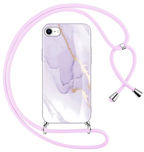 Foonary Handyband Hülle mit Band für iPhone SE 3 4,7 Handyhülle, Marmor Design Kette Necklace Case mit Kordel zum Umhängen Silikon Bumper Kratzfest Cover Schnur für iPhone 7/8/SE 2020/SE 2022