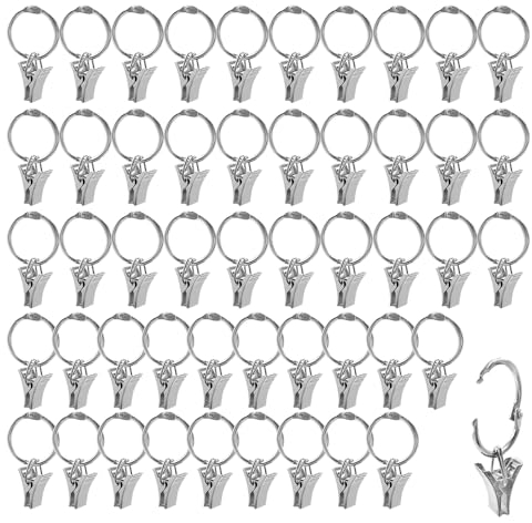 UMCHU 50 Stück Kreis Vorhangklammern,Vorhangring-Clips,Klammern für Rollvorhänge,Ring zum Öffnen, für Fenstergardinen,für alle Arten von Gardinen(Kreis-Innendurchmesser 17mm)