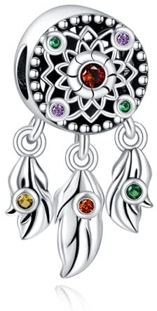 Rimgoris 925 Sterling Silber Feder Dreamcatcher Charm für Frauen Armbänder und Halsketten