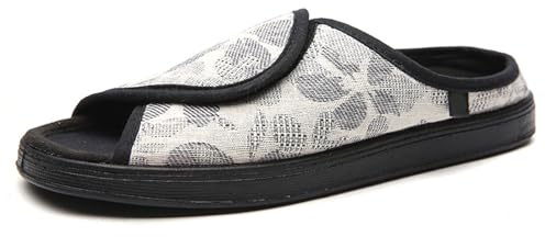 bumuam Chaussures pour Femmes Diabétiques, Extra Larges Pieds Gonflés œdème Orthopédiques Pantoufles, Bout Ouvert Réglable Sandales d'extérieur d'intérieur White 39