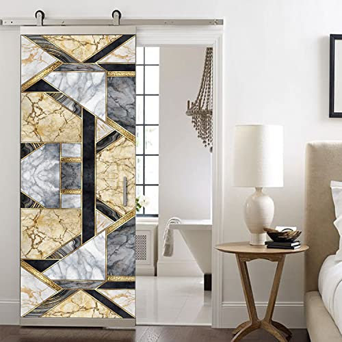 MULBEVD 3D-Türtapete Selbstklebend Geeignet für Wohnzimmer Zimmerwanddekoration Türposter Selbstklebend Marmor-Kunst Türfolie (DM152) 90 x 200 cm