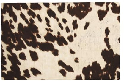 Kuhfell mit schwarzen und braunen Flecken,Tischsets aus Leinenimitat, 4er Set, waschbar, hitzebeständig, Tablettunterlage, 30x45 cm