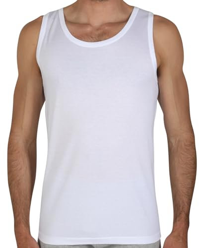 Fragi Canotta Uomo in Puro Cotone Filo di Scozia, Canottiera Intima con Spalla Larga in Tessuto Elastico Senza Cuciture Seamless, Made in Italy (Bianco, XL)