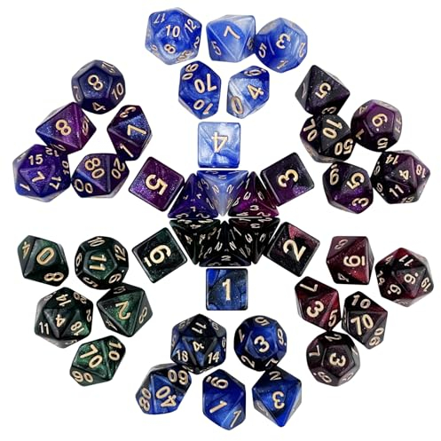 Maxentico Dnd Würfel Set, 6 x 7(42 Stück) Würfelset Dnd Dice Set, Dungeons and Dragons Würfel, Colored Polyedrische Würfel Set, Vielflächige Würfel Spiel Set, für Rollenspiele, Pathfinder, Brettspiele