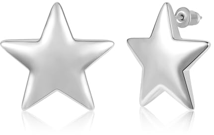 Ohrstecker Damen Gold Silber 925 Herz Blumen Stern Große Chunky Klobig | KISSPAT Ohrstecker Damen Gold Silber 925 Große Chunky Klobig Dicke Herz Stern Blumen Waterdrop Boho Ohrringe Modeschmuck
