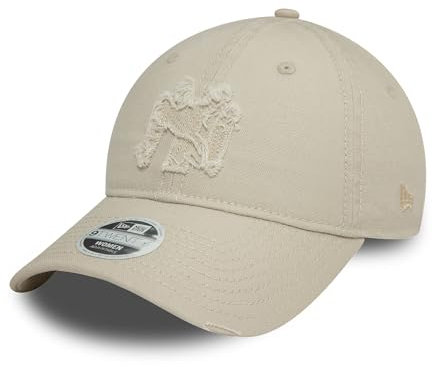 New Era MLB Cap für Frauen New York Yankees NY verstellbar unstrukturierte Krone Teamlogo Kappe 9Twenty Distressed beige - One-Size