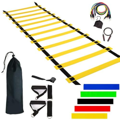 Portable Agility Ladder, Adjustable Soccer Training Agility Training, Football Training Equipment Set, Foldable Speed Training Equipment Agility Training Set for Athletes of All Ages,