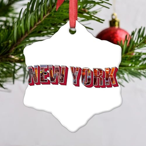 LMMIXEE New York Christmas Tree Decorations New York City Landscape Travel Souvenir Novelty Christmas Ornaments Gifts for Friends Wedding Anniversary Holiday 3 Inch