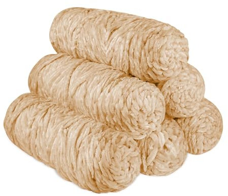 YINVA Chenille Wolle zum Häkeln 600g(6pcs×100g) Chenille Wolle Flauschige Wolle Velvet Weiche Plüschwolle Häkelwolle für Anfänger Dicke Wolle Zum Stricken-Beige Kamel