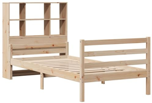 vidaXL Bookcase Bed without Mattress, Bed Base for Bedroom, Mattress Foundation for Single Bed, Modern Style, 90x200 cm Solid Wood Pine