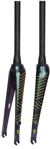 BSFHQS 39.8mm Tapered Tube Bike Forks 700C Road Bikes Rigid Fork Fixed Gear Bike Front Fork 9 * 100mm Quick Release Full Carbon Fiber Rigid Fork C/Disc Brake(Chameleon)