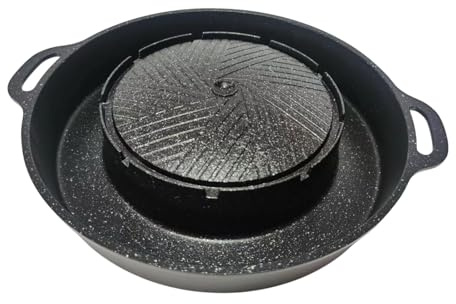 F Fityle 2 in 1, Koreanischer BBQ-Hotpot und Grill, Kochgerät, Grillplatte für Camping, Gartenparty, Indoor, Outdoor, Zuhause, S