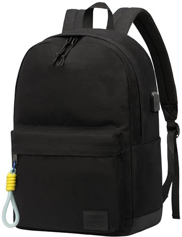 SUPACOOL - Lightweight Casual Laptop Backpack with USB Charging Port for Men Women College Backpack, Black - Green, 20l