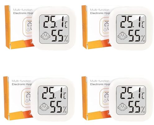 Lot Thermomètre Intérieur,LCD Mini Digital Thermometre Hygrometre Interieur, Haute Précision Petit Thermomètre d'intérieur Exterieur Mural Pour Maison, Chambre Bébé, Culture and Cave (4)
