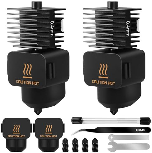 2 Pezzi A1 Mini kit di aggiornamento Hotend, set di blocchi di calore per stampante 3D, con nodi in acciaio rigido da 0,4 mm e calzini in silicone per bambù Lab A1/A1 Mini