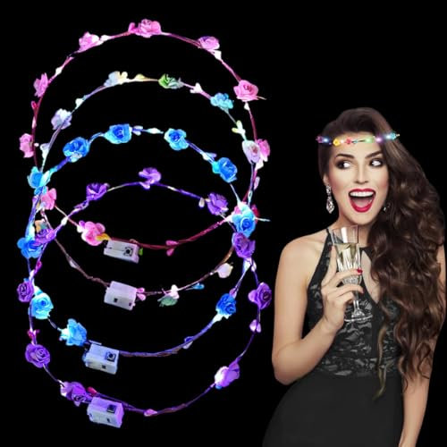 WUSJCOF 4PCS Blumenkranz Stirnband, Haarkranz Blumen Mallorca Party Accessoires, Damen und Kinder Festival Zubehör, Geburtstag Weihnachten Party Hochzeit Dekor Blumenkranz Kopfschmuck