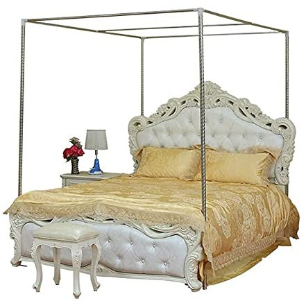 BCATTAW Moskitonetz mit Vier Ecken, Himmelbett-Baldachin aus Metall, einfacher Vorhang mit 4 Ecken, geeignet für Einzel-/Doppel-/Kingsize-/Super-Kingsize-Betten, Moskitonetzhalterung (Farbe: 21 mm,