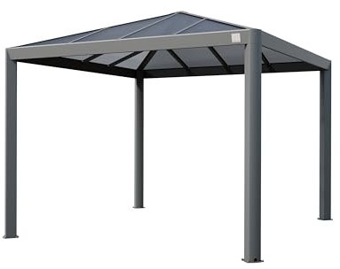 PRIMEYARD Gartenpavillon 3x3 m mit Polycarbonatdach - Hardtop Pavillon ohne Seitenteile