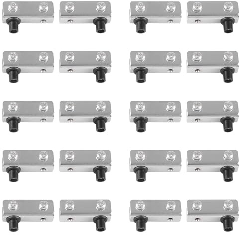 UFURMATE 20 Paar/40 Stück rahmenlose Glastür-Schwenkscharniere Verstellbare Glas-Schranktür-Klammerscharniere Passend für 4-6 mm frei schwingendes Glas (Silber)