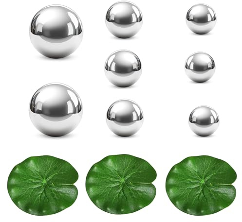 8er Schwimmkugeln für Miniteich Deko Teich Silber 3 Schwimmend Lotusblätter | Schwimmkugeln Teich Teichkugeln Schwimmend für Mini Teich Deko Kugeln Garten Teichdeko Deko Kugeln garten Gartenkugeln