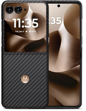 GIMENOHIG Ultradünne Schutzhülle für Motorola Razr Ultra 2025, aus echter Aramidfaser, weich, robust, Carbon-Bumper, Schwarz