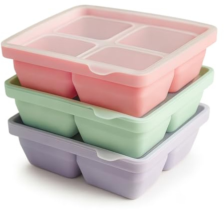 Nelbons 3Pcs Ice Cube Tray,Each Cube 100ml Easy-Release Silicone Large Ice Moulds with Removeable Lids,Perfect for Chilled Drinks,Freezer,Food,Whiskey and Cocktail, BPA Free (PPG) (lzh) BG-FZL