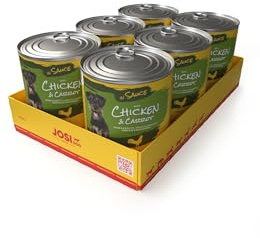 JosiDog Chicken & Carrot in Sauce | 6X 830g | Hundefutter nass mit Huhn | Adult | Premium Nassfutter für ausgewachsene Hunde in Dosen | Saftiges Hühnchen & Karotte in Soße | mit Vitaminen D3 & E