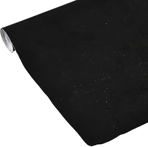 Alvorox Self Adhesive Vinyl Film Velvet Flock Faux Suede Wrap Car Interior, Furniture Sticker Liner for Drawer Cabinets Liner Arts Crafts Decor (Black 30x152cm)