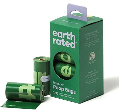 Earth Rated Dog Poo Bags, Guaranteed Leak Proof and Extra Thick Waste Bag Refill Rolls For Dogs, Lavender Scented, 120 Count