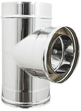 UTILFER Raccordo T90° Doppia Parete Inox AISI 316/304 Canna Fumaria 180-230