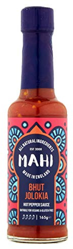 MAHI Bhut Jolokia Pepper Salsa Calda - Calore piccante, perfetto per barbecue e ogni giorno, senza glutine (GF), salsa vegana 165 g