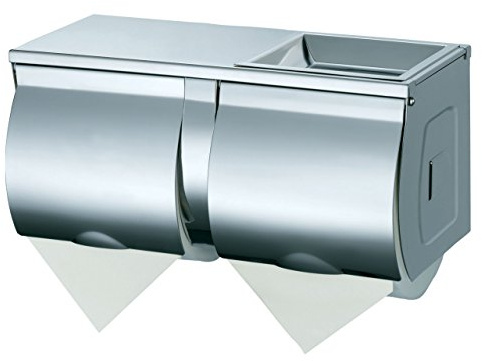 Washroom Hub Stainless Steel Toilet Paper Holder - Loo Roll Dispenser - Double