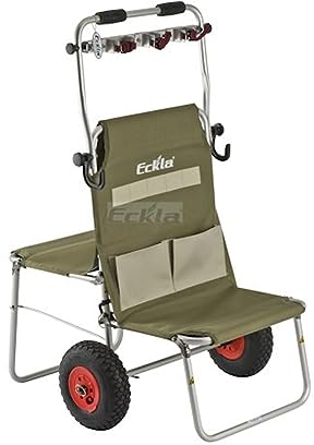 Eckla Multi-Rolly mit Multi-Halteleiste/Transporthelfer für Fotografen, Angler, Sportschützen und mehr/Farbe: Oliv/grün/Lufträder 260 mm