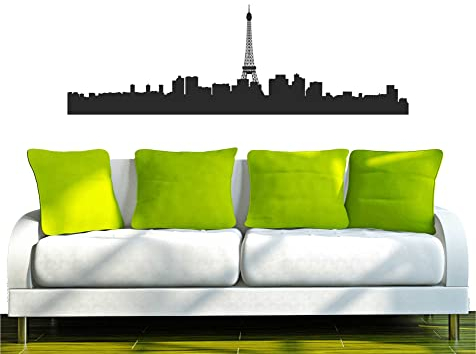 INDIGOS UG WANDTATTOO w519 Skyline Paris Wandaufkleber 120x39 cm schwarz - Dekoration Fensterfolie - Wandaufkleber - Kinderzimmer Wohnzimmer Schlafzimmer Küche Badezimmer Büro Hotel