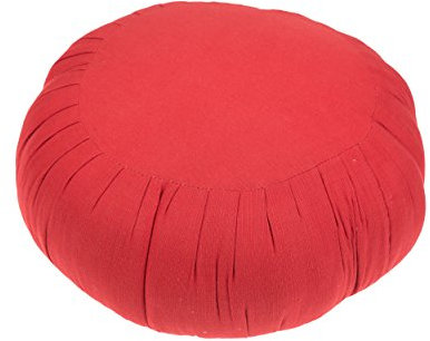 Handelsturm Zafu Rundkissen, 100% Baumwolle (rot). Füllung: 100% Kapok. Traditionelles Meditationskissen, dekoratives Bodensitzkissen.